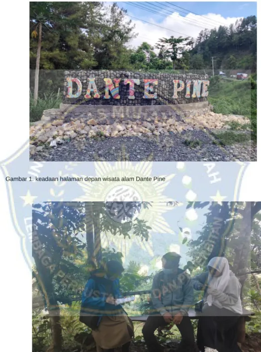 Gambar 1. keadaan halaman depan wisata alam Dante Pine 