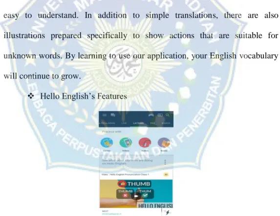 Figure 2.2 Hello English’s Features Appearance 