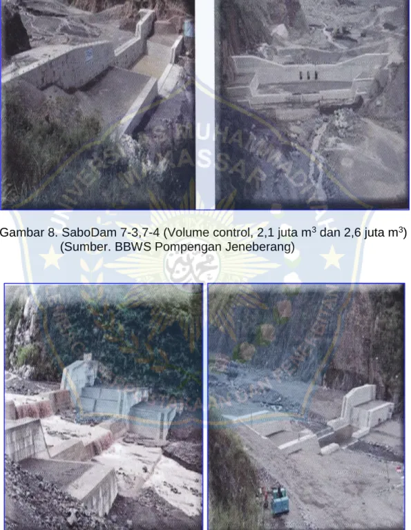 Gambar 9. Sabo Dam 7-5, 7-6 (Volume control, 4,9 jt m 3  dan 7,7 jt m 3 )  (Sumber. BBWS Pompengan Jeneberang) 