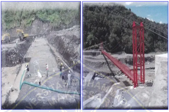 Gambar 10. Sabo Dam 7-7 (Vol. control10,0 juta m 3 ), Suspension Bridge  (Sumber. BBWS Pompengan Jeneberang) 