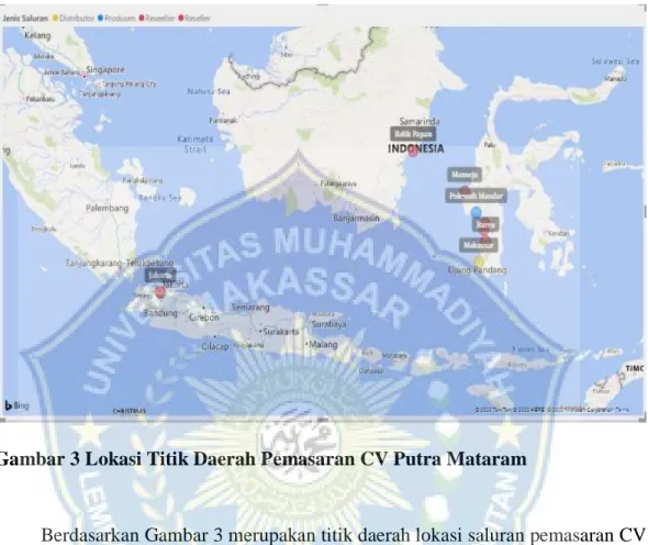 Gambar 3 Lokasi Titik Daerah Pemasaran CV Putra Mataram  