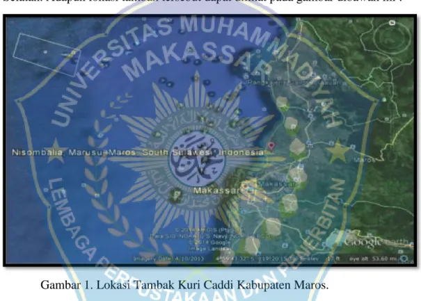 Gambar 1. Lokasi Tambak Kuri Caddi Kabupaten Maros. 