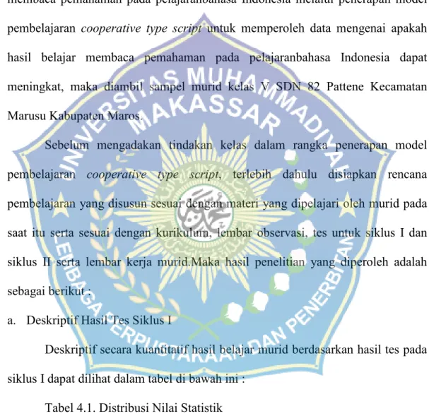 Tabel 4.1. Distribusi Nilai Statistik 