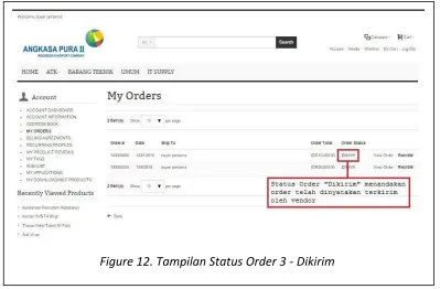 Figure 12. Tampilan Status Order 3 - Dikirim 