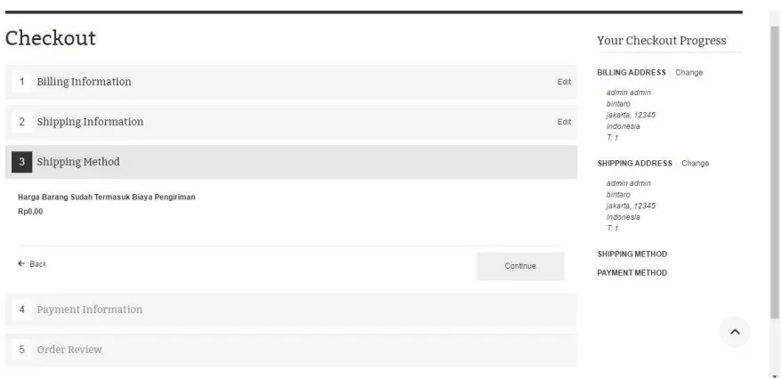 Figure 6. Tampilan Proses Checkout 2 -  Billing Information 
