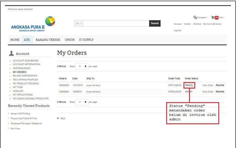 Figure 10. Tampilan Halaman Konfirmasi Order 