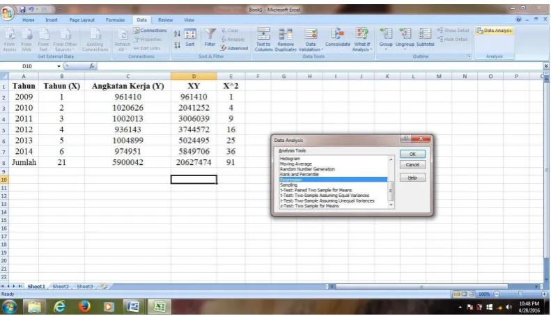 Gambar 4.5 Tampilan Menu Regression  
