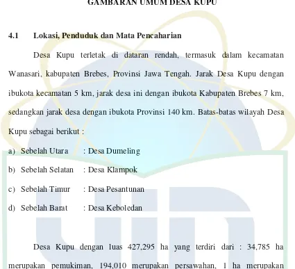 GAMBARAN UMUM DESA KUPU