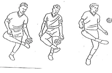 Gambar 2.1 : Teknik Gerakan Passing Sepak Sila (Sumber, Sudrajat Prawirasaputra, 2000 : 25)  