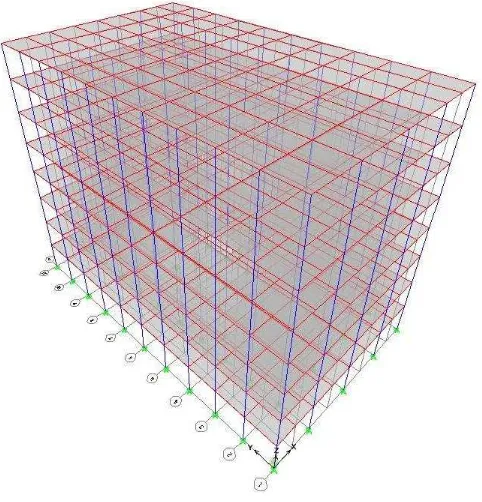 Gambar 4.2 Model 3 dimensi struktur tanpa dinding geser