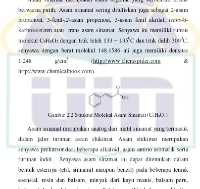 Gambar 2.2 Struktur Molekul Asam Sinamat (C9H8O2) 