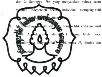 tabel. Apabila nilai statistik t hitung lebih besar 