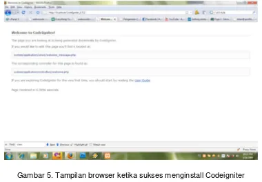 Gambar 5. Tampilan browser ketika sukses menginstall Codeigniter 