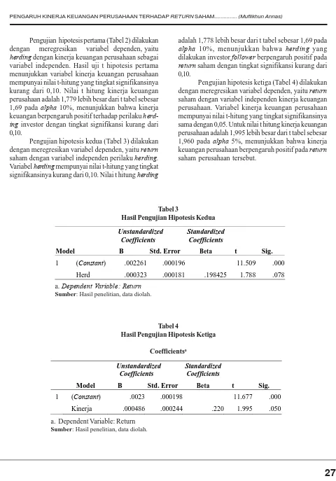 Tabel 3Hasil Pengujian Hipotesis Kedua