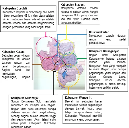 Gambar III.3. Peta Surakarta dan Kabupaten disekitarnya [Sumber : Dokumentasi Penulis, 2010] 
