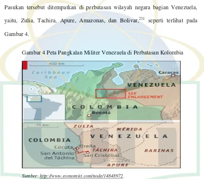 Gambar 4. Gambar 4 Peta Pangkalan Militer Venezuela di Perbatasan Kolombia 