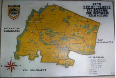Gambar 1 Peta Kecamatan Mojolaban, Kabupaten Sukoharjo. 