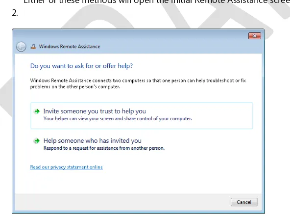 Figure 23-2 The initial screen of Windows Remote Assistance. 