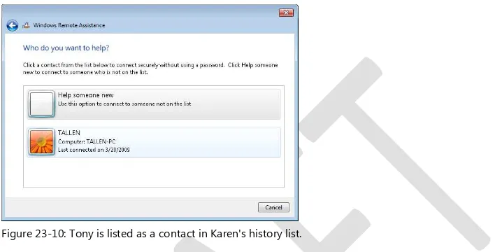 Figure 23-10: Tony is listed as a contact in Karen's history list. 