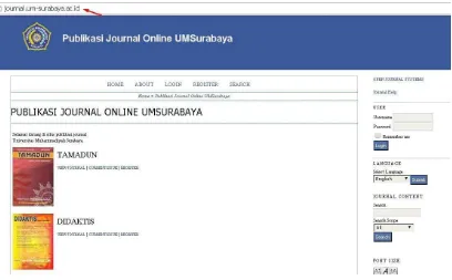 Gambar 1. Halaman Depan Journal UMSurabaya 