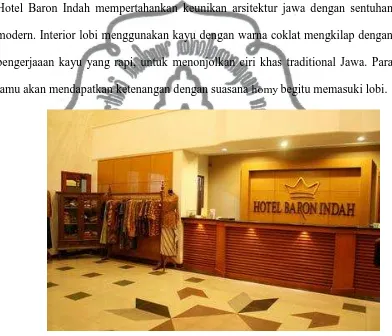 Gambar 4. Gambar lobby Hotel Baron Indah Sumber : Dimas (21 Maret 2011) 