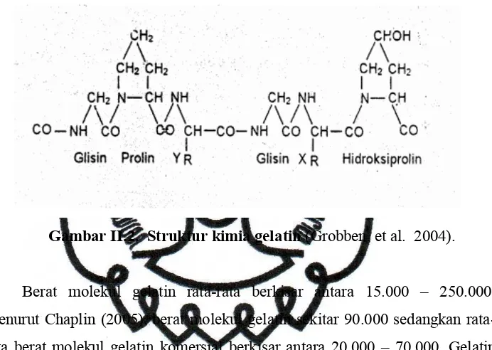 Gambar II.2.  Struktur kimia gelatin (Grobben, et al.  2004).