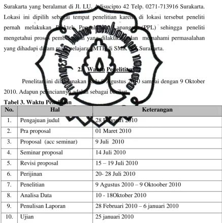 Tabel 3. Waktu Penelitian No. Hal 