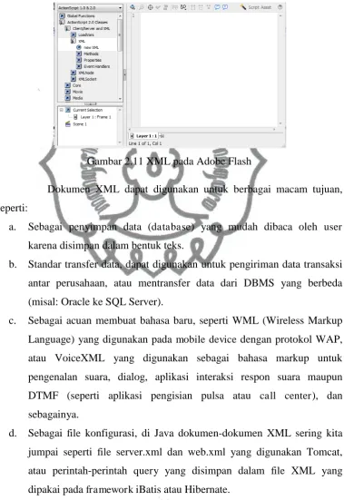 Gambar 2.11 XML pada Adobe Flash 