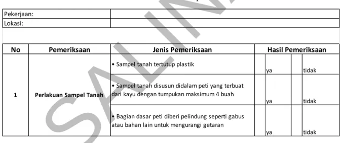 Tabel 6.1 Perlakuan Sampel Tanah 