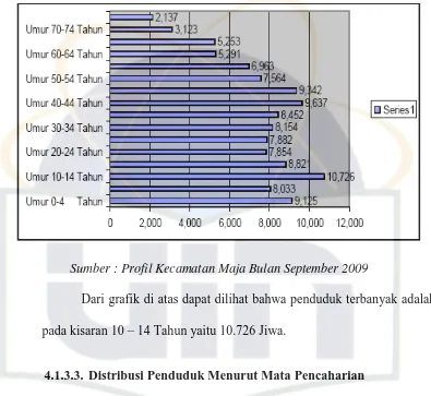 Grafik 4.1 Distribusi penduduk menurut umur di kecamatan Maja 