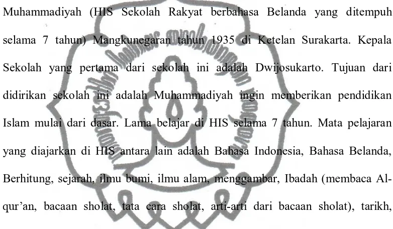 Tabel di atas menjelaskan sekolah-sekolah yang didirkan Muhammadiyah 
