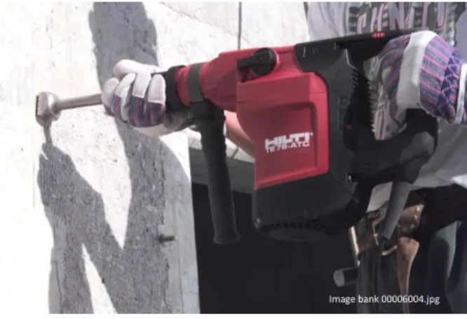 Figure 12 – Roughening a concrete surface with a Hilti TE 76 Combihammer 