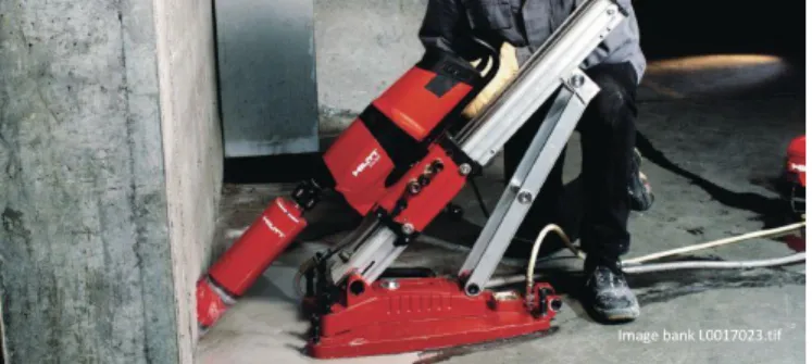 Figure 17 – Inclined core drilling with a Hilti drill stand. 