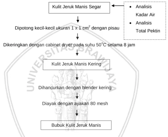 Gambar 3.2 Diagram Alir Persiapan Sampel  Bubuk Kulit Jeruk Manis (Modifikasi Girma  and Woku, 2016)anilisis 