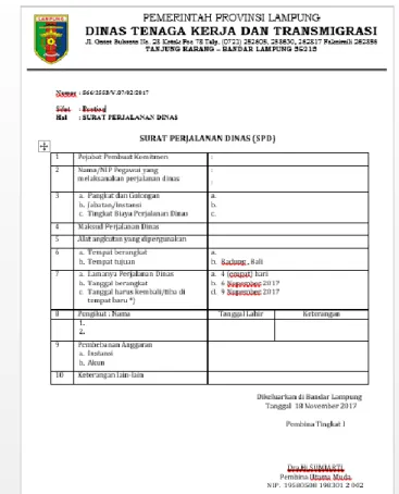 Gambar 3.9 Surat Perjalanan Dinas 