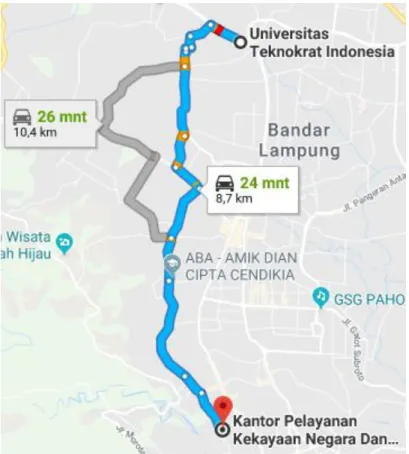 Gambar 1.1 Lokasi Kantor Pelayanan Kekayaan Negara dan Lelang Bandar  Lampung (Maps, 2018) 