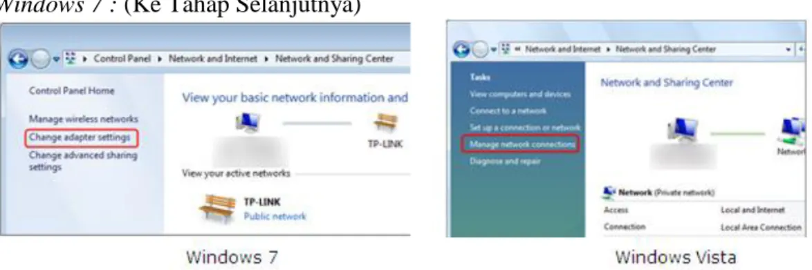 Gambar 3.3 membuka change adapter dan menage network 