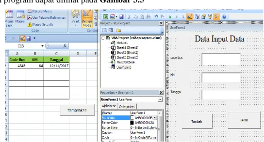 Gambar 3.5 Contoh PenggunaanMacro Excel 