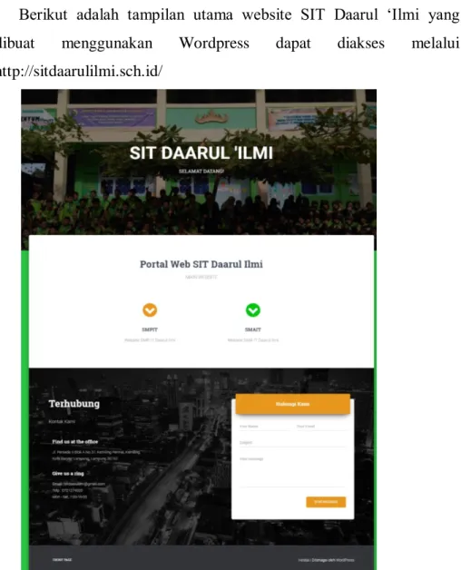 Gambar 3.1 Halaman Depan Website SIT Daarul ‘Ilmi 