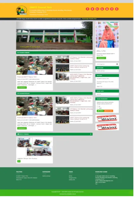 Gambar 3.2 Halaman Depan Website SMPIT Daarul ‘Ilmi 