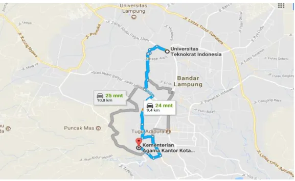 Gambar 1.1 Denah Lokasi Kementerian Agama Kota Bandar Lampung  Sumber :Google Maps 