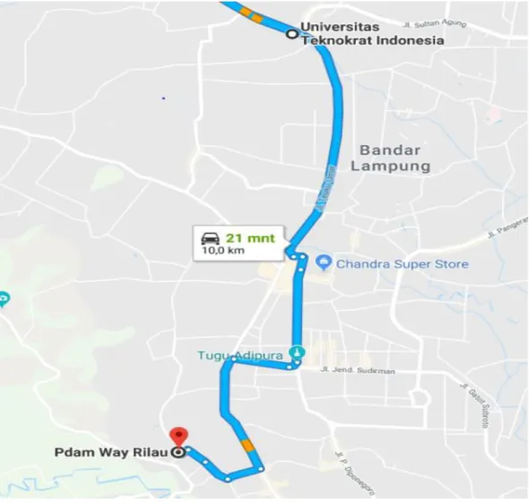 Gambar 1.1 Navigasi Lokasi PKL dengan Universitas Teknokrat Indonesia 