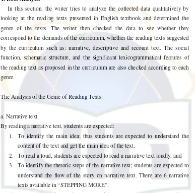 Table.4 Characteristics of Narrative Text. 