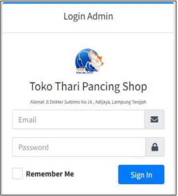 Gambar 4.1 Tampilan Halaman Login Admin  4.2.2  Tampilan Halaman Dashboard Admin 