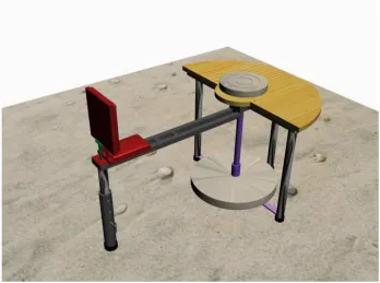 Gambar 4. Meja dan Kursi Rancangan Lama Tampak Perspektif (3D) (Sumber: Febrianti,  2009) 