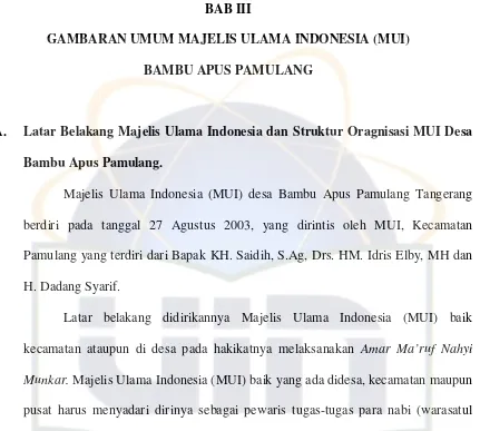 GAMBARAN UMUM MAJELIS ULAMA INDONESIA (MUI)  