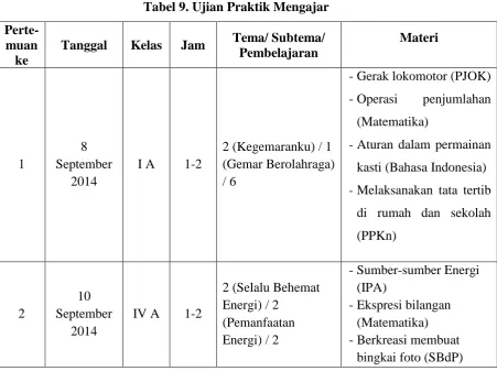 Tabel 9. Ujian Praktik Mengajar 
