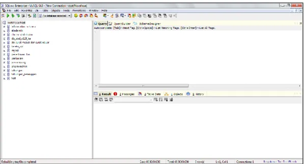 Gambar 2.2 Tampilan (interface) MYSQL (Structured Query Language)  2.18    Bahasa Pemrograman 