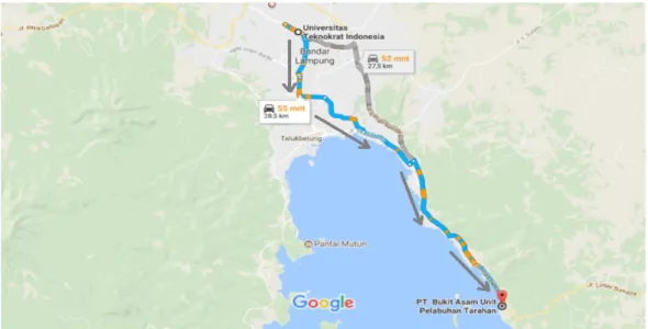 Gambar 1.4 Map Jalur Ke PTBA  Sumber: Google.map 