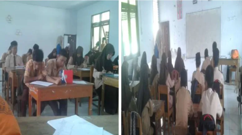 Figure 2 &amp; 3 : The students were doing the test 